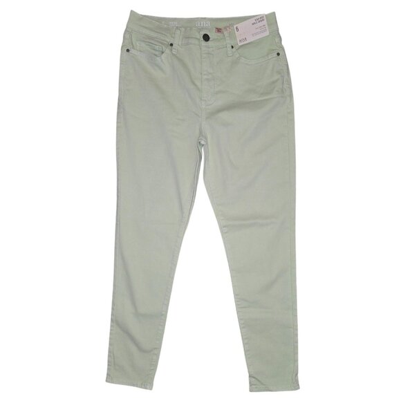 Ana High-Rise Ankle Skinny Jeans Size 6 Mint Green Stretch Cotton Womens - Picture 1 of 6